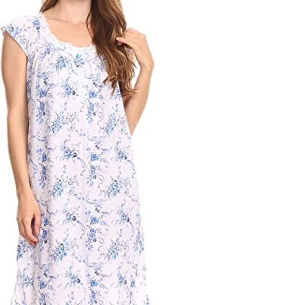 100% Cotton Women Nightgown Sleepwear Pajamas Short Sleeve Sleep DressNightshirt